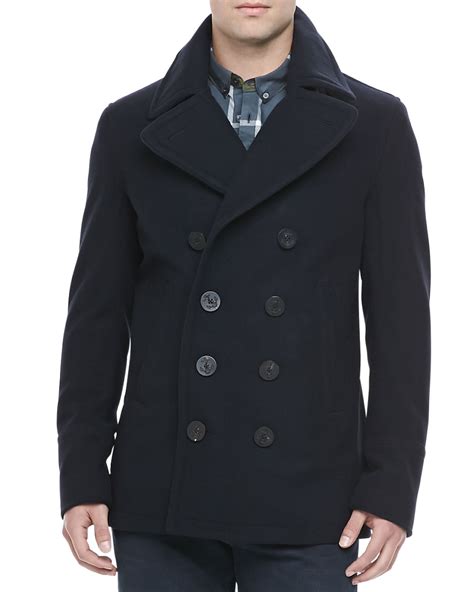 navy pea coat burberry|Burberry camel wool coat men's.